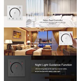 AMKI LED Wall Switch Dimmer,LED Controller,Wall- Mounted Plastic Cover Touch Panel Switch for DC12V-24V 3528 2835 5050 Single Color LED Strip Lighting(Single Color)