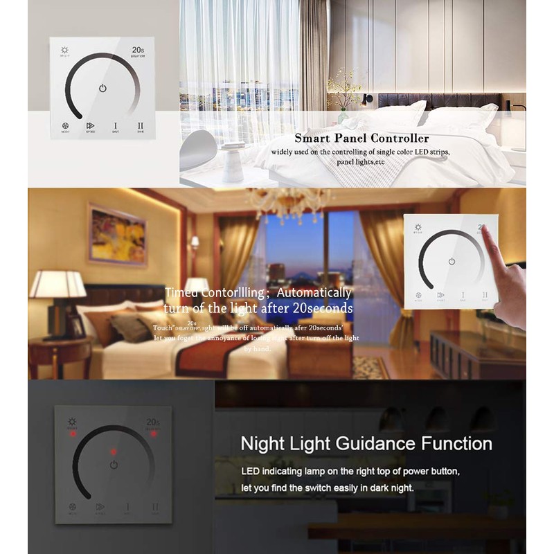 AMKI LED Wall Switch Dimmer,LED Controller,Wall- Mounted Plastic Cover Touch