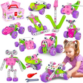 Lypsochaat Construction Toy from 3 4 5 6 Years Boys Girls Children's Toy from 3 4 5 6 Years Boy Girl STEM Construction Toy Building Kit Children, Birthday Gift 3-6 Years (Purple)