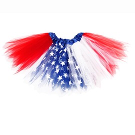 DMLBC 4th of July Women Girls Red White and Blue Tutu Skirt Patriotic Tutu Skirt for Adult Kids USA Flag Outfit