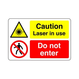Safety First Display LTD Caution laser in use sign - 1.2mm Rigid plastic for indoor/outdoor usage (200mm x 150mm) Viewing Distance within 5m.