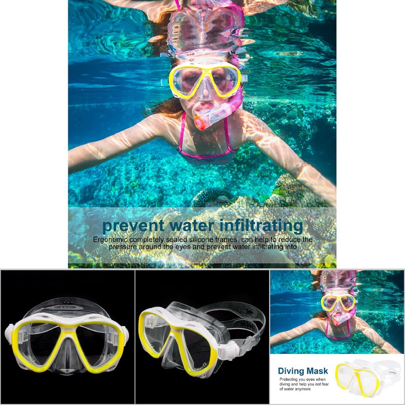 WHALE Comfortable Scuba Diving Mask Goggles Glasses Silicone Head Strap