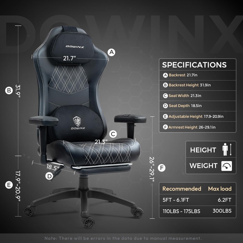 Dowinx Heated Massage Gaming Chair for Adults, Ergonomic Gamer Chair