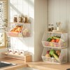 3-Pack Stackable Wire Basket with Wood Lid - Wall Mounted