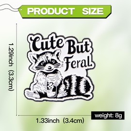 Cute But Feral Raccoon Enamel Pin – Funny Cartoon Lapel Brooch for Backpacks, Jackets, Hats & Bags – Quirky Novelty Accessory for Adults, Teens & Kids