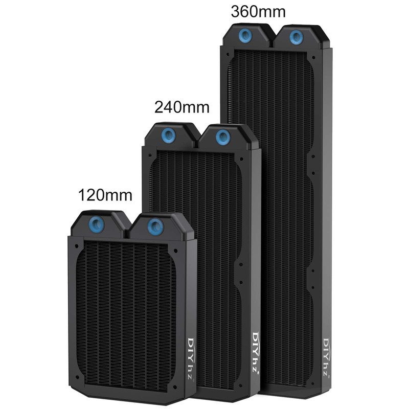DIYhz Water Cooling Computer Radiator, 12 Pipe Thick Copper Heat