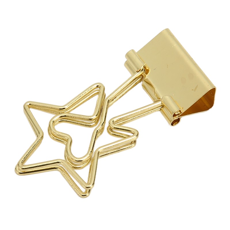 100 Pcs Binder Clips Star Shape Paper Clamps Hollow Long