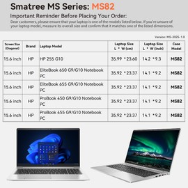 Smatree MS82 Hard EVA Protective Sleeve with Stand Compatible for 15.6 inch HP 255 G10, EliteBook 650/655, for ProBook 450/455, for ZBook Power G9/G10 Mobile Workstation, for HP Pavilion Laptop 15