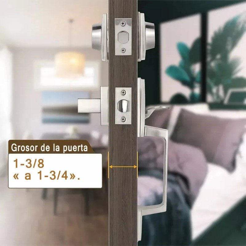 Manilla Reversible Monomando Satinado Banna Para Puerta Entrada 35-45mm