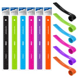 BAZIC Shatterproof Flexible Curve Ruler 12" (30cm), Inches Centimeter Metric Measuring Drafting Rulers, for Students School Supplies, 24-Pack