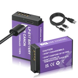 Mspalocell 2 Pack LP-E17 Battery,1800mAh Battery LP-E17 Battery with USB-C for Canon EOS R50 R8 RP R10, RP Rebel SL2 SL3 T6i T6s T7i M3 M5 M6 200D 77D 750D 760D 800D 8000D KISS X8i Camera