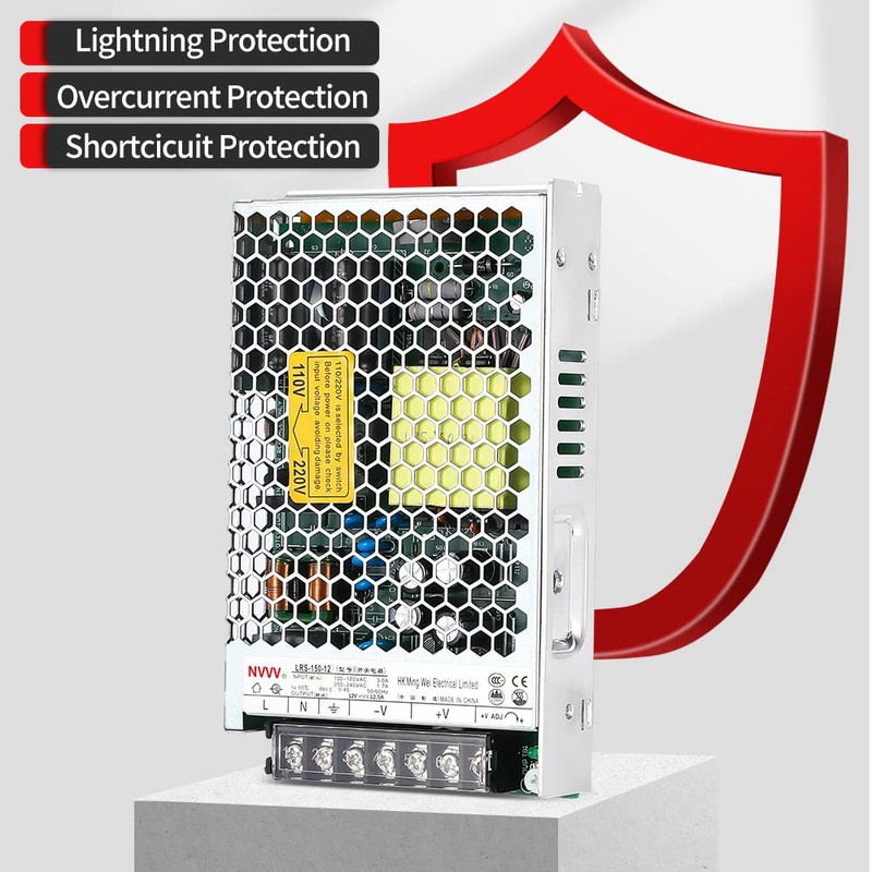 NVVV LRS-150-12 Switching Power Supply 12V 12.5Amp Enclosed Switchable Power