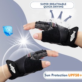 Riverruns Kayak Gloves Half Finger Padded Palm Sailing Gloves UPF50+ Fishing Gloves for Paddling, Sailing, Cycling, Driving