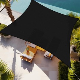 Shade&Beyond 14'x14' Sun Shade Sail Canopy Rectangle, UV Block Breathable Black Curved Shade Sailfor Backyard Garden Deck Outdoor (We Make Custom Size)