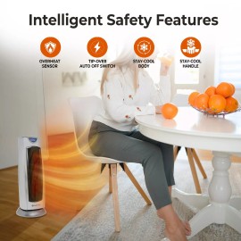 Comfort Zone Oscillating Digital Tower Space Heater with Remote Control