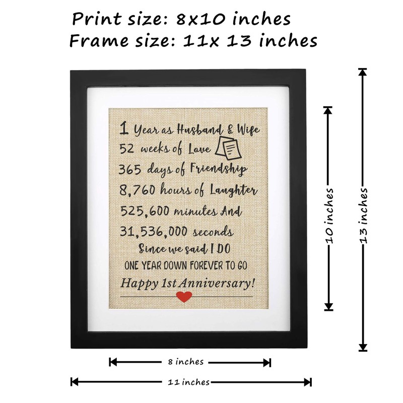 Corfara Framed 1st Anniversary Burlap Print 11" W X 13"