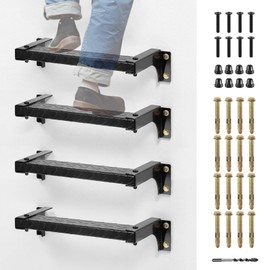 BEAMNOVA 4-Rung Window Well Egress Ladder, 3.15 Inches Wide Rung, 7.9 Inches from Wall, 15.7 Inches Long, 3.2mm Think Iron, Wall-Mounted, Weather Proof, Home Stepladders