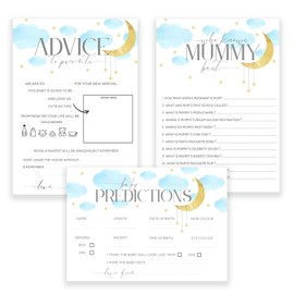 Baby Shower Game - 3 in 1 Pack of Blue Moon Twinkle Twinkle Little Star Whimsical Game Cards Boys baby Shower (BSBLUEMOON3IN1)