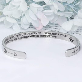 Gleamart Straighten Your Crown Inspirational Bracelet Stainless Steel Engraved Gifts for Sister