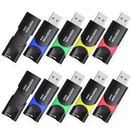 USB 3.0 Flash Drive KOOTION 10 Pack 64GB USB 3.0 Thumb Drive Retractable 64G Zip Drive Ultra High Speed USB Stick Jump Drive Rugged Memory Stick with LED Indicator for Data Storage and Transfer