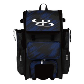 Boombah Superpack Hybrid Rolling Bat Bag - Scratch Black/Royal - Wheeled & Backpack Version