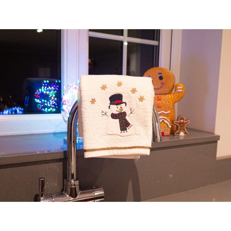 Lex's Linens Snowman Embroidered Christmas Hand/Kitchen Towel