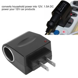 Convertidor de CC de 12 V, 1,5 A, CA de 110 V, 240 V a CC de 12 V, Adaptador de Corriente para Encendedor de Cigarrillos de Coche, Convertidor de Fuente de Alimentación de 18 W, Adaptador(U.S. Plug)