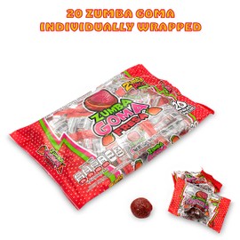 Zumba Goma Fresa Strawberry Gummy Covered with Tamarind Candy (20 pcs bag)- Spicy Strawberry Gummies with Tamarind Candy - Sour Strawberry Gummies - Mexican Strawberry Candy - Gomitas Enchiladas