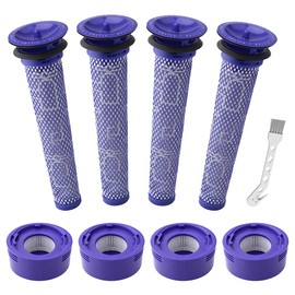 8 Pack Vacuum Filter Replacement Kit for Dyson V7, V8 Animal and V8 Absolute Vacuum, 4 Post Filter, 4 Pre Filter, Replaces Part # 965661-01 & 967478-01