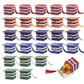 25 Pack Mini Graduation Cap Gift Boxes,Graduation Cap Candy Gift Box Grad Hat Graduation Candy Boxes,Doctoral Cap Shape Candy Box Set Graduation Party Favor Boxes, DIY Doctoral Hat Shaped