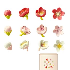 YSUY 12PCS Cute Peach Blossom Fridge Magnets, Floral Magnetic Stickers for Refrigerator, Whiteboard, Locker, Kitchen & Office Decor - Fridge Magnets for Adults & Kids, Colorful, Decorative