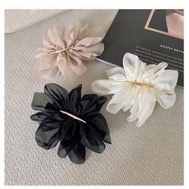 WENJESO Chiffon Flower Hair Clip, Women's, For Summer, Back Hair, Ponytail, Simple Spring Clip, Hair Accessories-bk