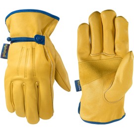 Guantes de trabajo de cuero HydraHyde para hombre, resistentes al agua, grandes (Wells Lamont 1164L)
