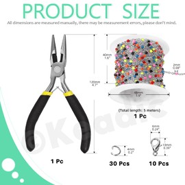 Keadic 42Pcs 304 Jewelry Making Chain Link Rolls Set with Stainless Steel Lobster Clasps, Jump Rings and Jewelry Pliers, 17ft Necklace Chains Bulk for DIY Earring Bracelets Anklet (Colorful)