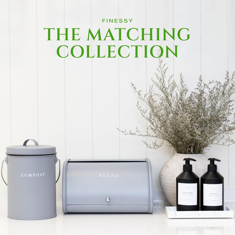 FINESSY Modern Metal Bread Box for Kitchen Countertop, Farmhouse Homemade