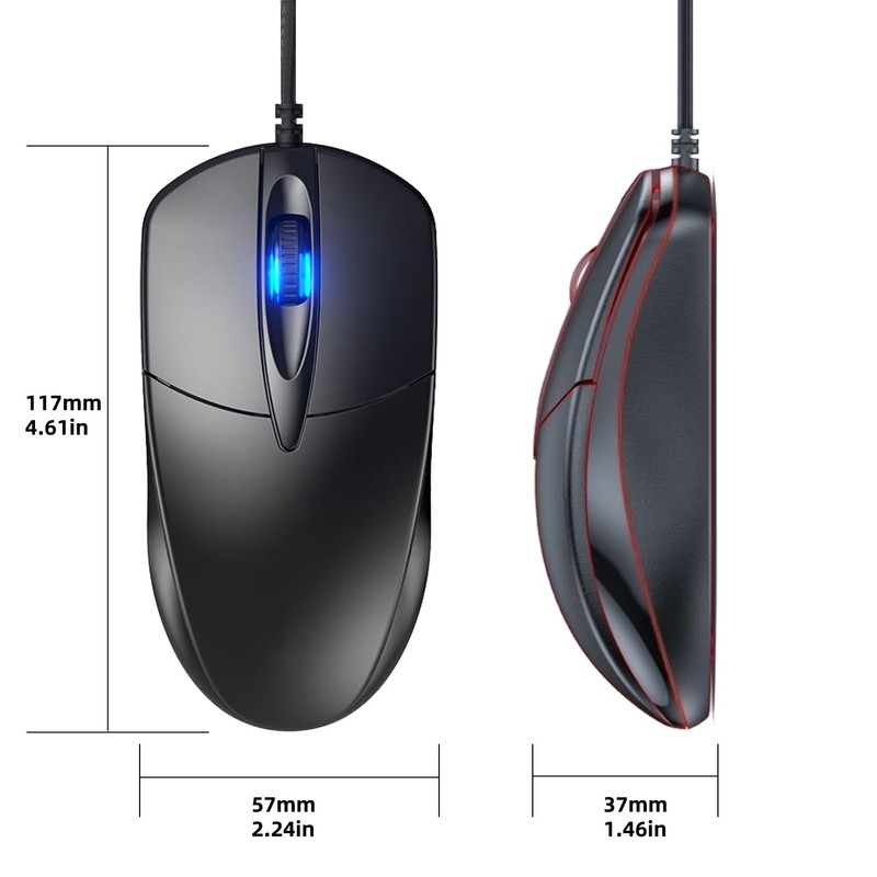 USB Wired Computer Mouse, Optical Gaming Mouse for Home/Business and