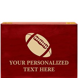 Crown Awards Football Rosewood Humidor Gift, Customize with Your Own Text Engraving Prime