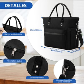 Loncheras para mujer y hombre, Lonchera termica de gran capacidad, impermeable y a prueba de fugas, adecuado para oficinas, campamentos, picnics(Negro)