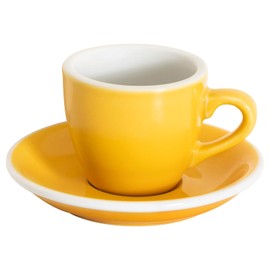 Loveramics Espresso Cup with Saucer, Ceramic Espresso Shot Cup Saucer Set, small Demitasse Cup for Espresso 80ml 2.7Oz (Yellow)