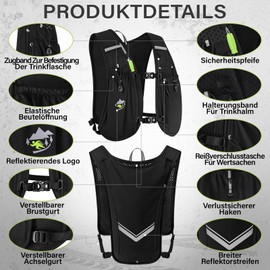 Charmofun Running Vest Women Men Running Backpack with 2L Hydration Bladder, Adjustable Reflective Hydration Vest Running for Running, Camping, Marathon, Cycling, Jogging, Outdoor Hiking