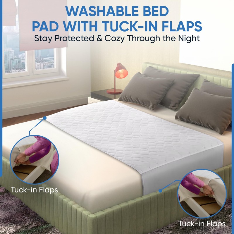 ViraCare 1 x Washable Incontinence Bed Pads with Tucks/Flaps |