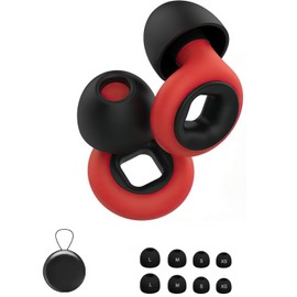 Ear Plugs for Sleeping, Full Sound Insulation, Noise Reduction 35 dB for Good Sleep, Noise Reduction, Noise Cancelling, Ear Plugs, For Airplanes, Studying, Snoring, Travel, Living, Work, Silicone, Washable, Repeated, Storage Pouch Included, Unisex (Red, XS, M, L)