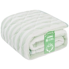 Matdeco Quilted Mattress Cover, Single, 100% Cotton, Bed Pad, Towel Cloth, Uses (Teijin) Mighty Top Filling, Antibacterial, Deodorizing, Dust Mite-Resistant Treatment, Moisture Absorption, Quick