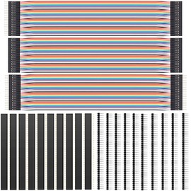 Youmile 120 pcs 3 x 30CM Jumper Wire Cable Set 40pin Dupont cable Male to Female, Male to Male, Female to Female Breadboard DuPont Line + 20 pcs pin header Single Row 40pin 2.54mm PCB header