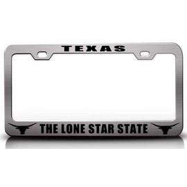 Custom Brother - Texas The Lone Star State Texas Horn Style Metal Car SUV Truck License Plate Frame Ch u55