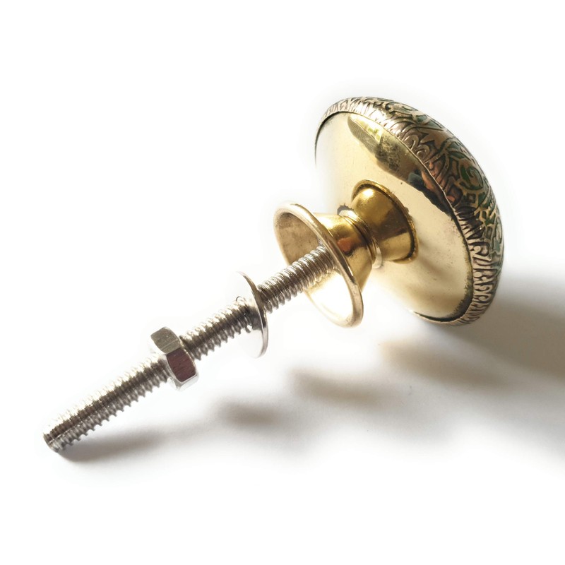 French Furniture Fittings Set of 6 Brass Knobs - Kitchen