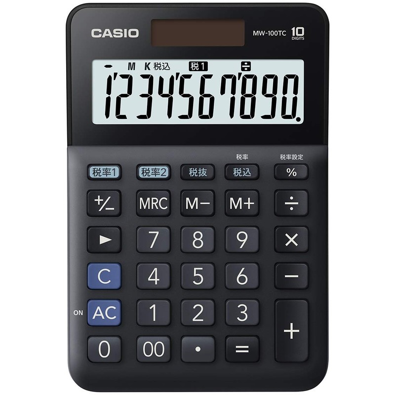 Casio MW-100TC-BK-N W Tax Rate Calculator, 10 Digit Tax Calculator,