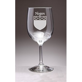 Hogan Irish Coat of Arms Wine Glasses - Set of 4 (Sand Etched)