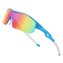 DUCO DK261 Children's Sunglasses, Baseball Sunglasses, Polarized Sunglasses, Sports, Ultra Lightweight Frame, UV Protection, For Running, Cycling, 5-12 Years Old, blue-orange