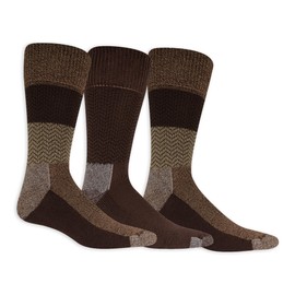 Dr. Scholl's Men's Advanced Relief Blisterguard Socks - 2 & 3 Pair Packs - Non-Binding Cushioned Moisture Management, Brown Chevron, 13-15